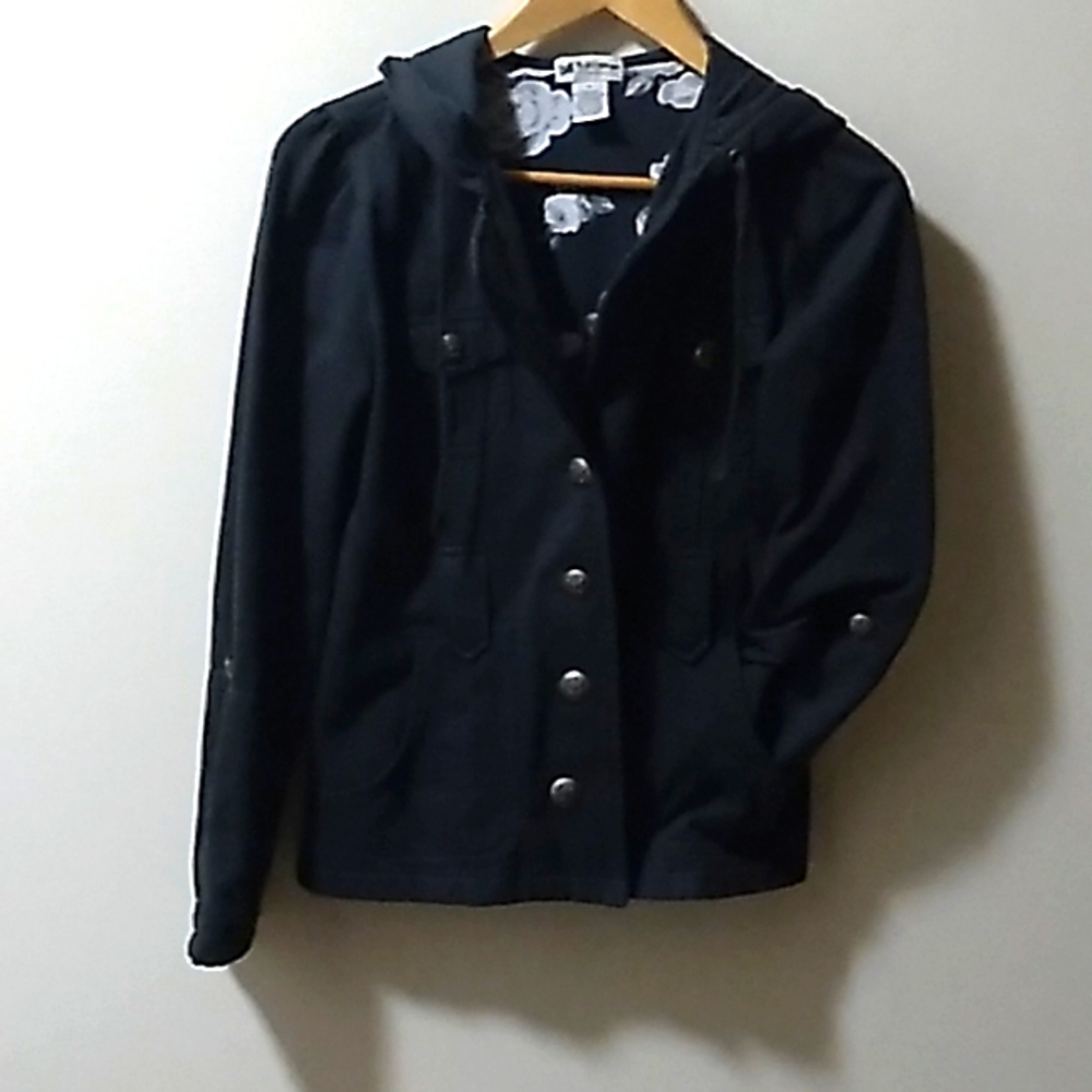 Self Esteem Gray Lightweight Medium Jacket with Floral Inset